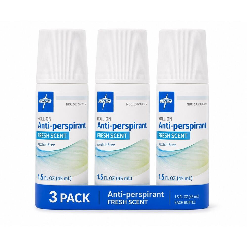3 Medline Roll On Anti-Perspirant Fresh Scent Alcohol Free 1.5 FL OZ EXP 04/27